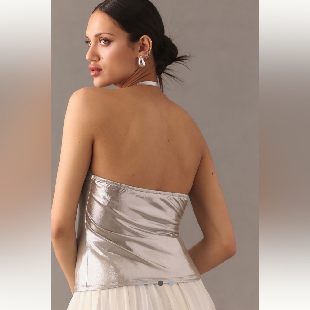 Anthropologie NWT Cowl-Neck Shine Halter Tank size M. - Picture 7 of 16